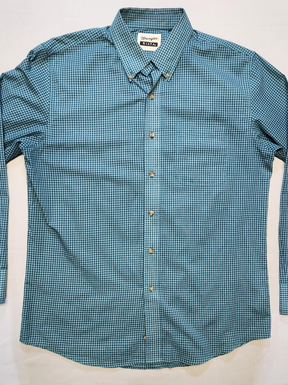 Wrangler Riata Western Shirt Mens Large Classic Fit Long Sleeve Easy Care Cowboy